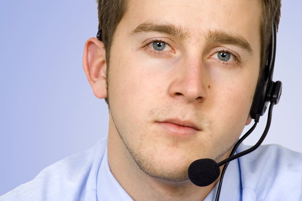 business customer service in blue